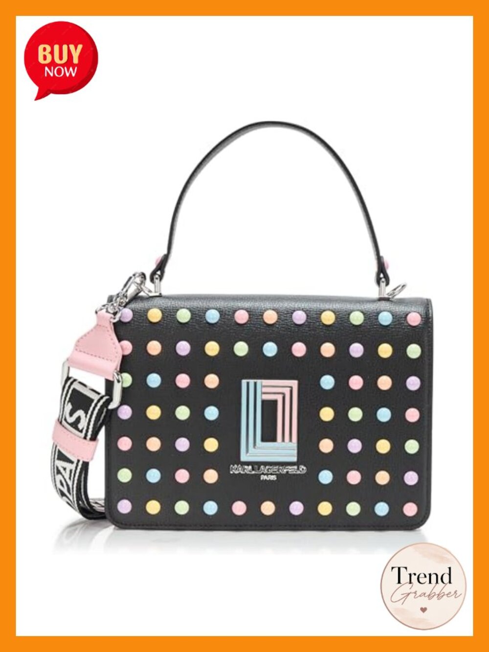 Studded Leather Satchel Crossbody Handbag